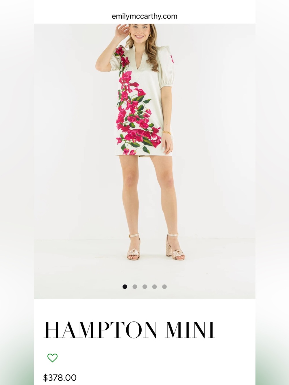Emily McCarthy Hampton Mini Dress in White with Pink Floral Print